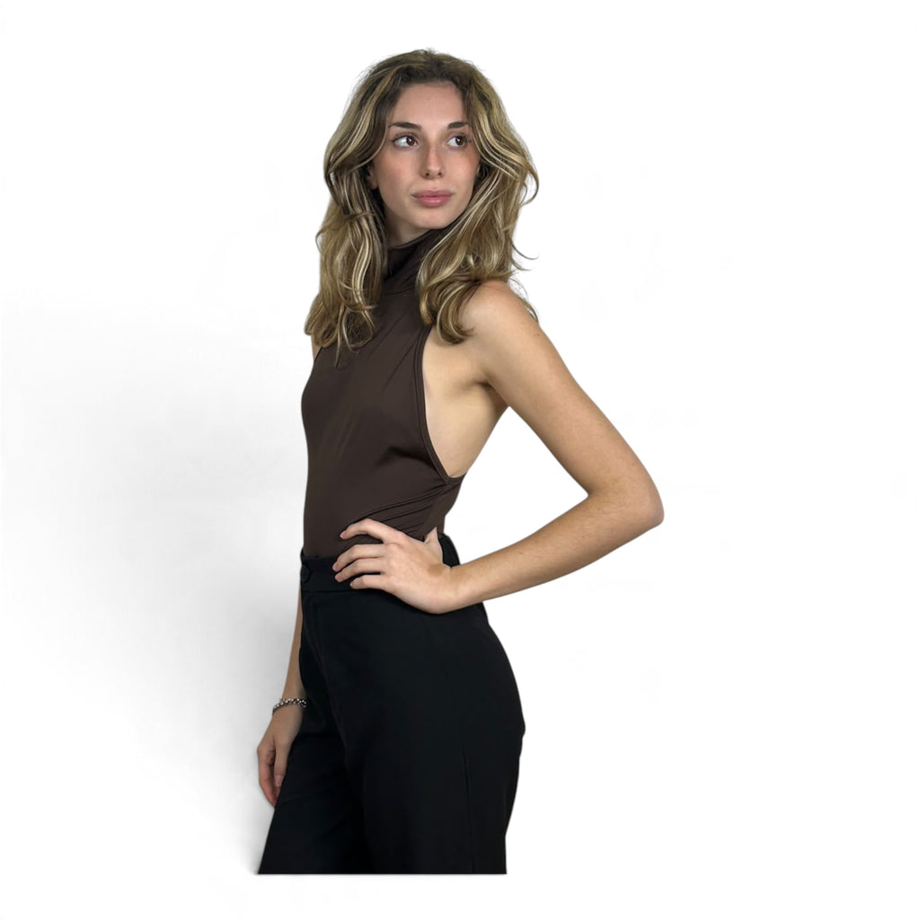 Body Collo Alto Marrone