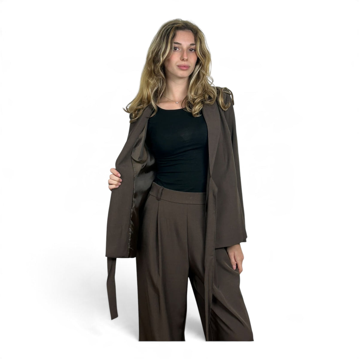 Tailleur Giacca a Portafoglio e Pantalone  Marrone