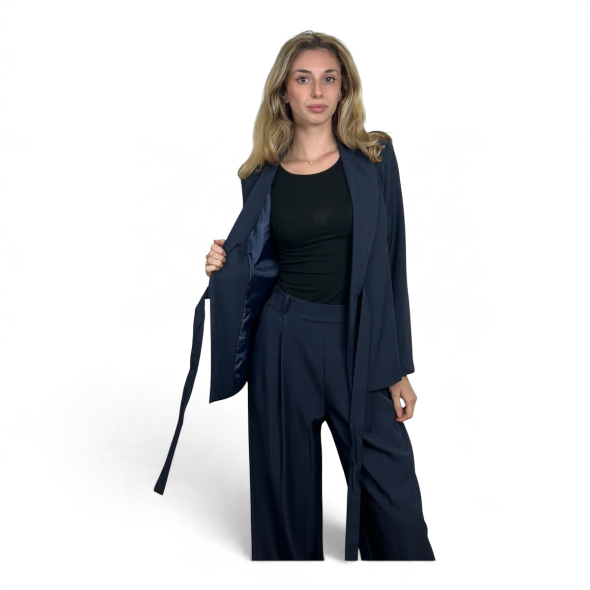 Tailleur Giacca a Portafoglio e Pantalone Blu