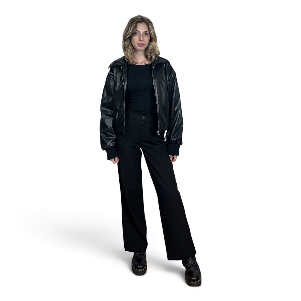 Bomber In Ecopelle Oversize | Nero