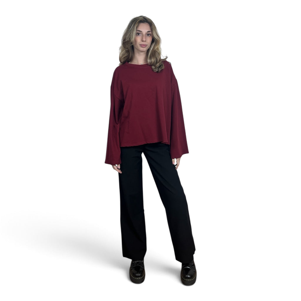 Longsleeve Oversize Tinta Unita | Bordeaux