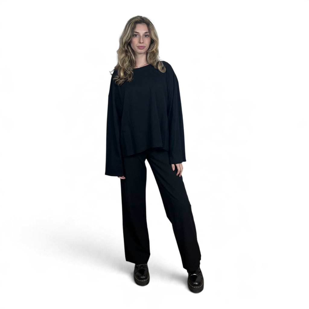 Longsleeve Oversize Tinta Unita | Nero