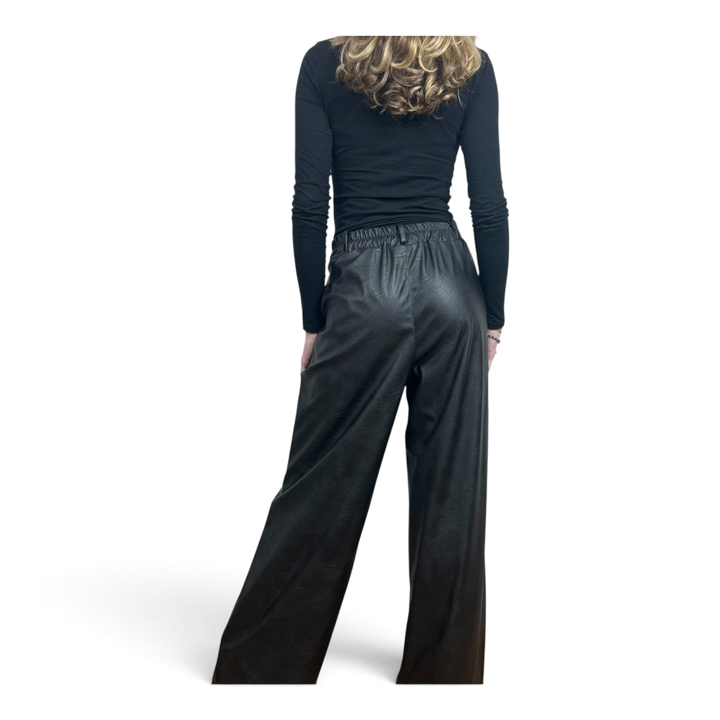 Pantalone a Palazzo In Ecopelle Nero