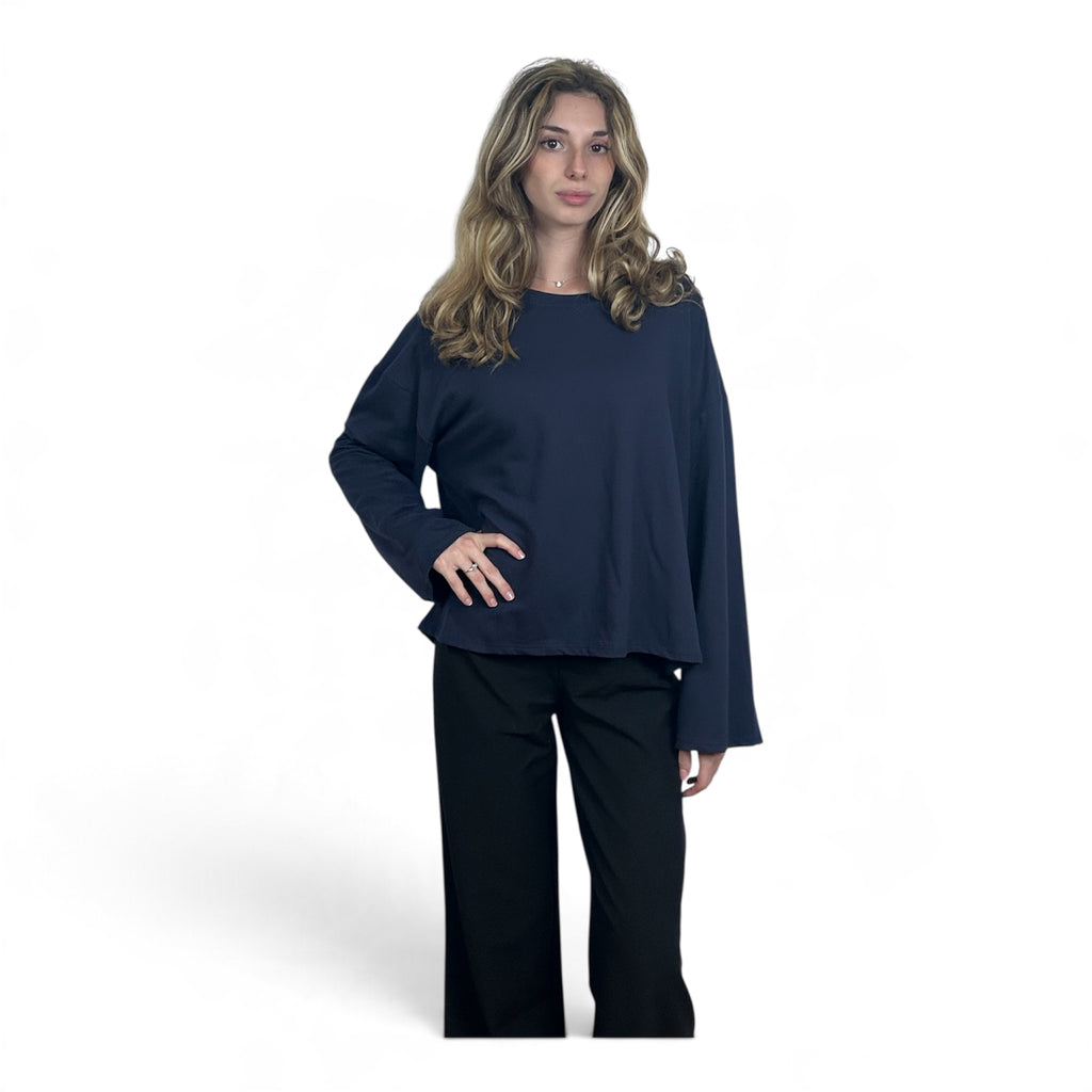 Longsleeve Oversize Tinta Unita | Blu