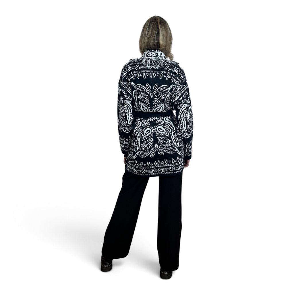 Cardigan Paisley con Frange | Blu Notte