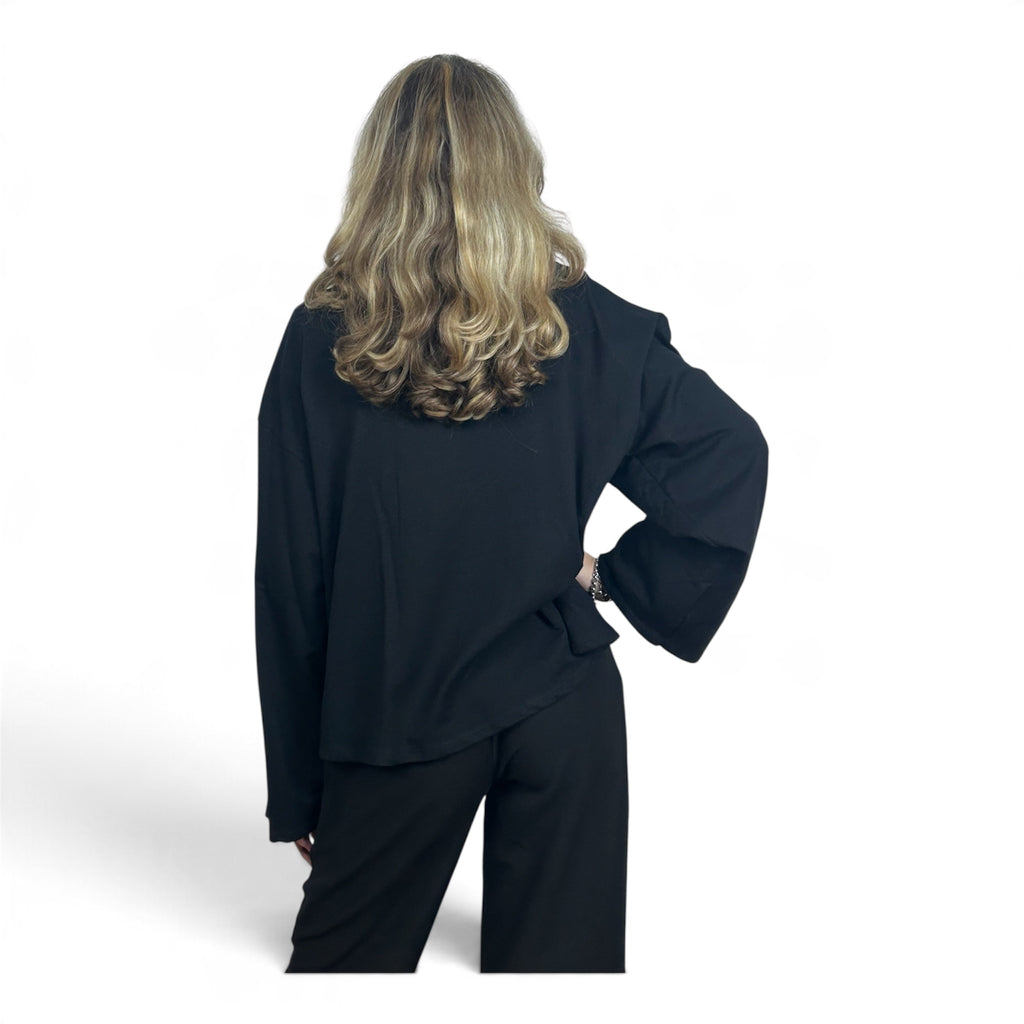 Longsleeve Oversize Tinta Unita | Nero