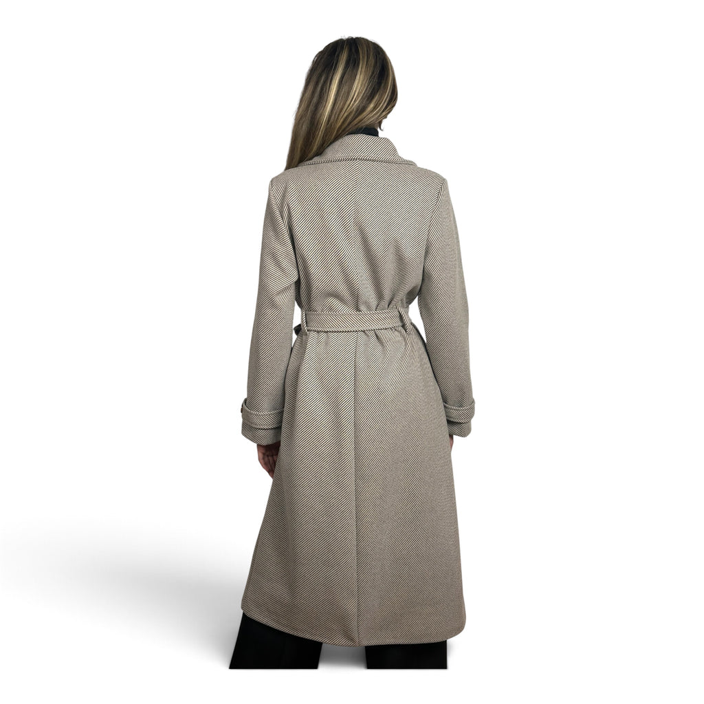 Cappotto Lungo Spigato Grigio Cenere