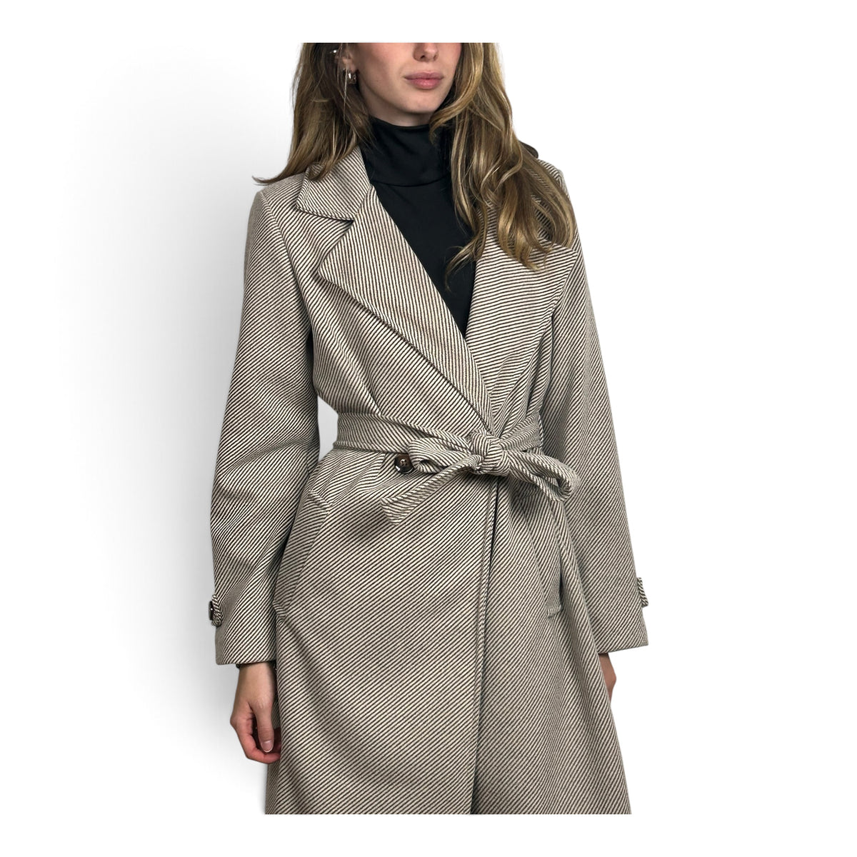 Cappotto Lungo Spigato Grigio Cenere