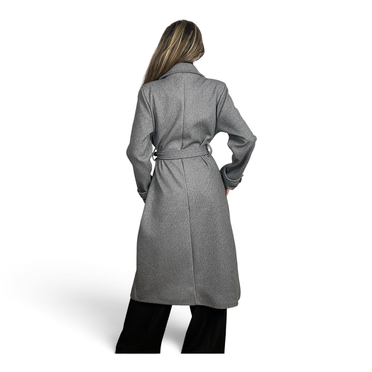 Cappotto Lungo Spigato Grigio