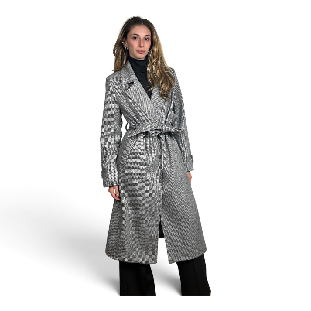 Cappotto Lungo Spigato Grigio