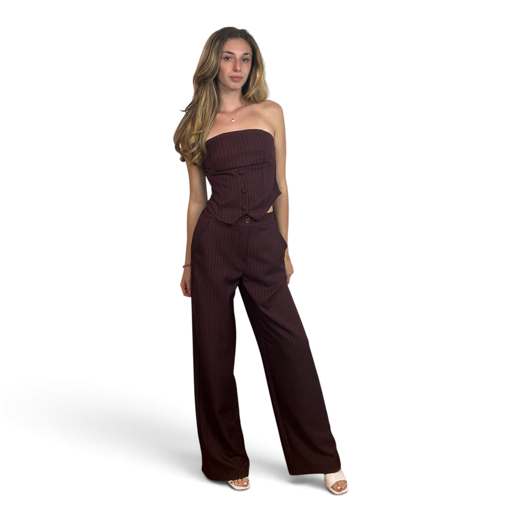 Completo Gessato Bordeaux