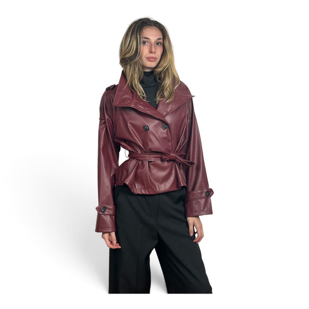 Giacca In Ecopelle Collo Alto | Bordeaux