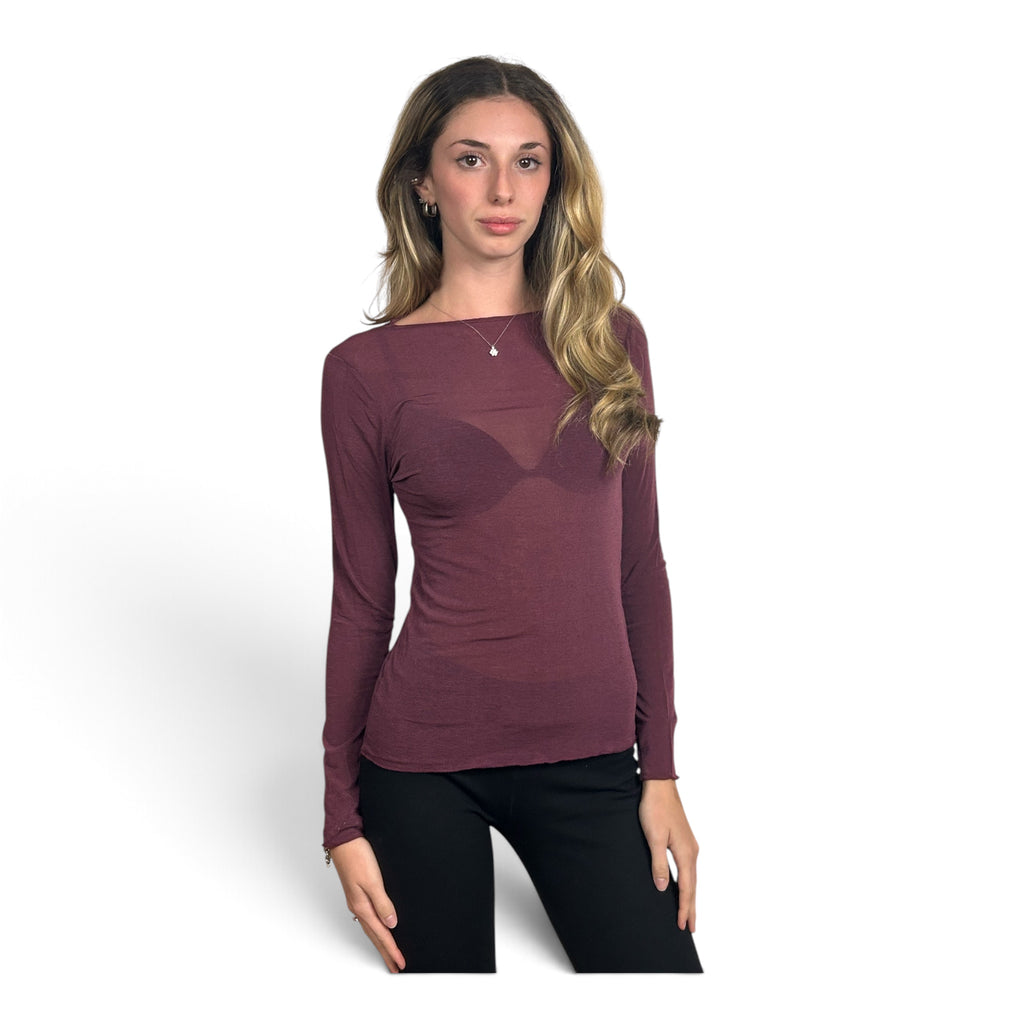 Maglia Semitrasparente Bordeaux