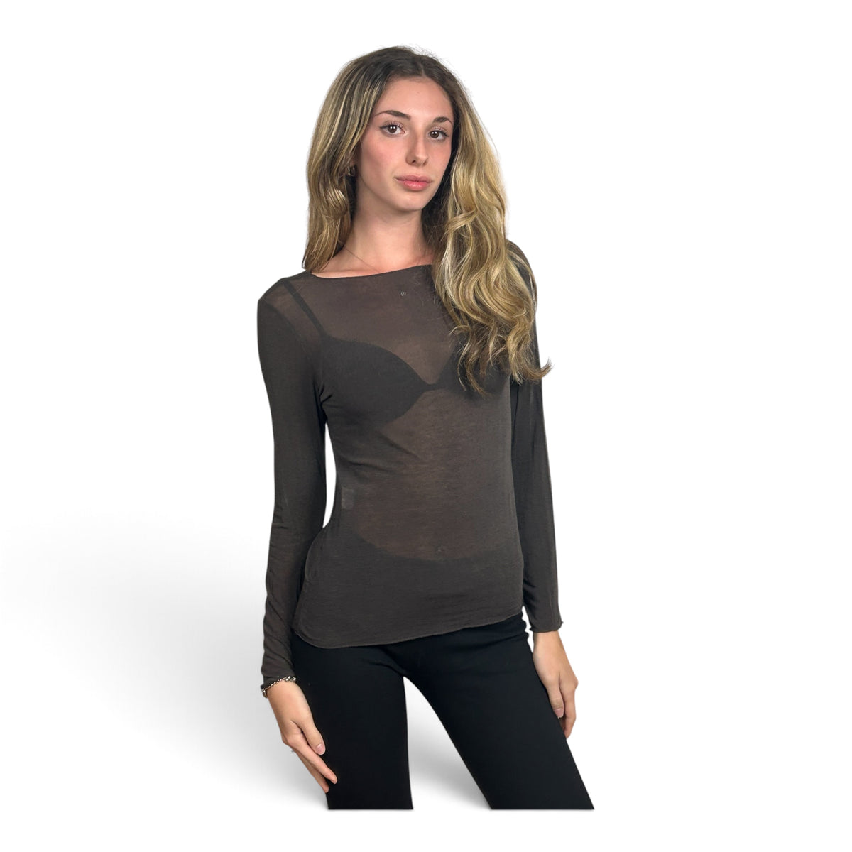Maglia Semitrasparente Marrone