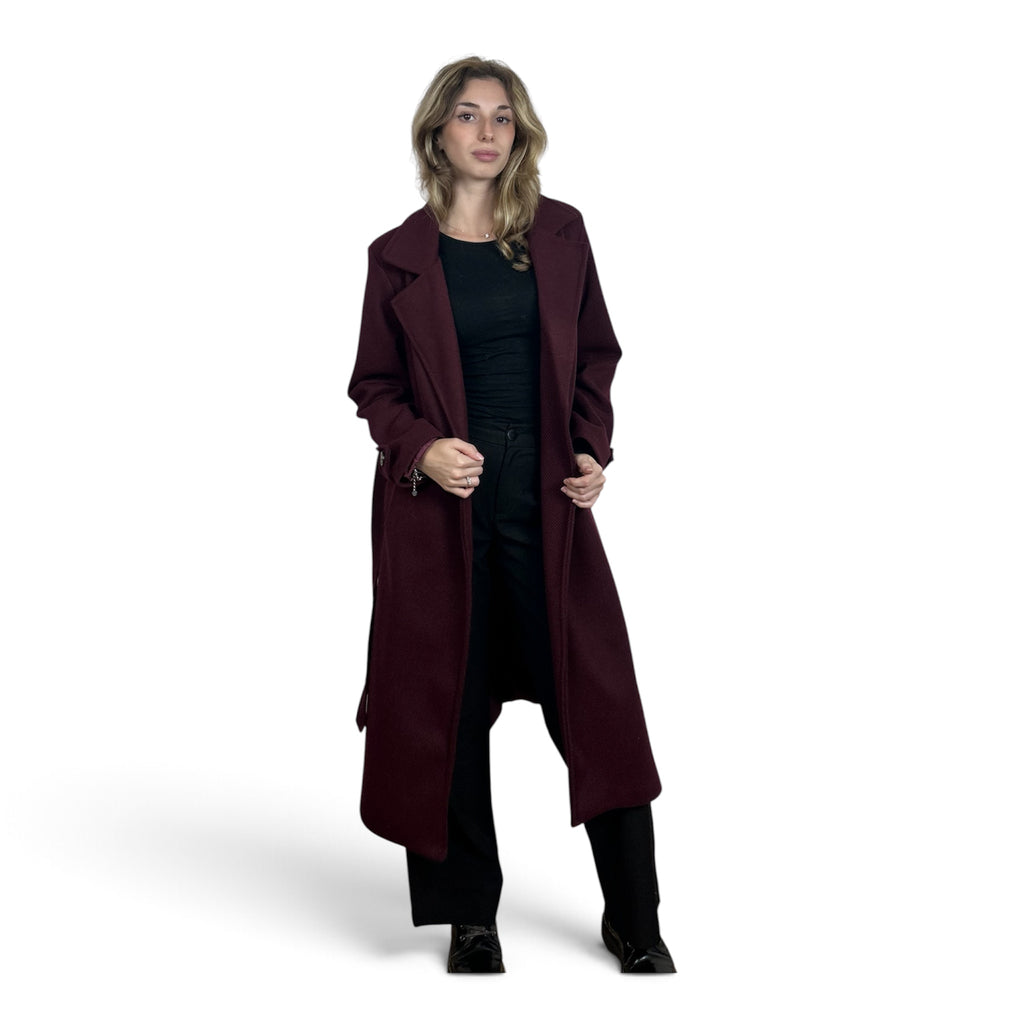Cappotto Lungo Spigato Bordeaux
