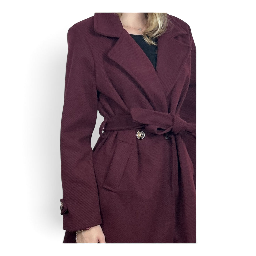 Cappotto Lungo Spigato Bordeaux