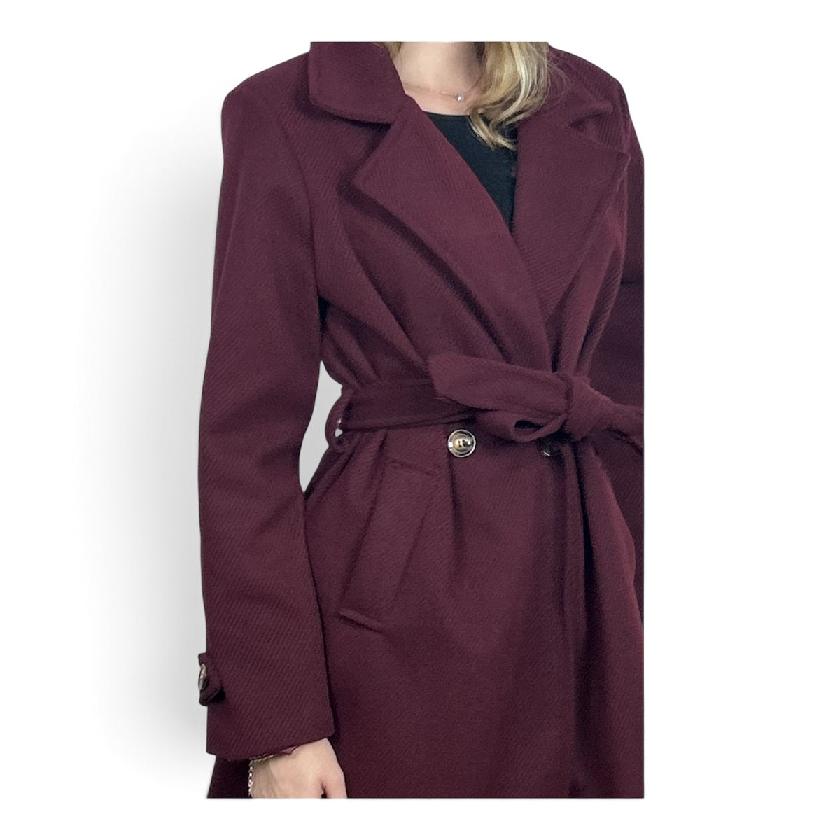Cappotto Lungo Spigato Bordeaux