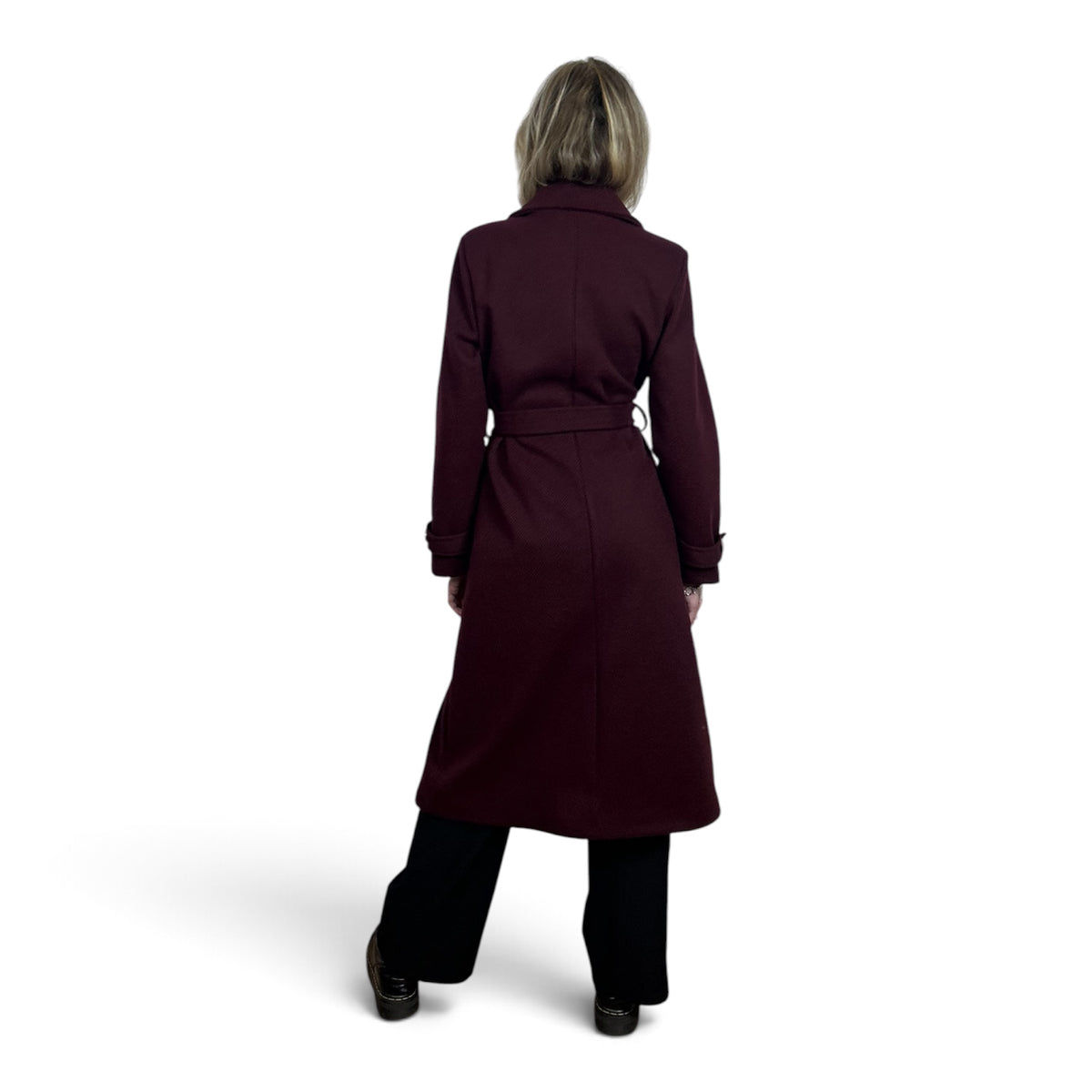 Cappotto Lungo Spigato Bordeaux