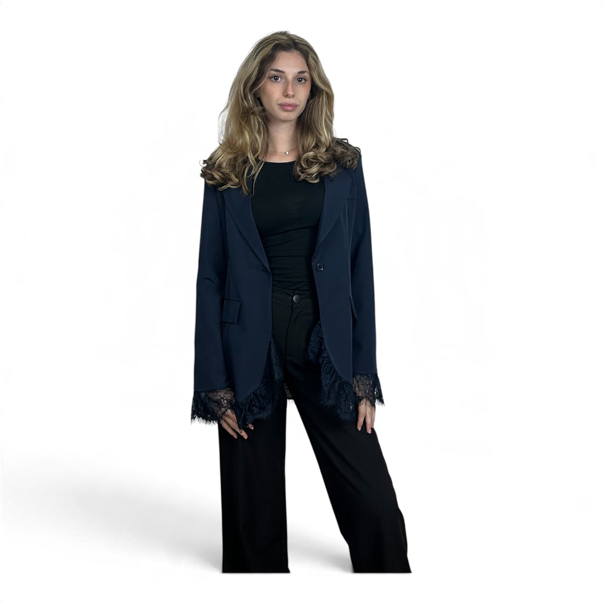 Blazer Blu Con Pizzo