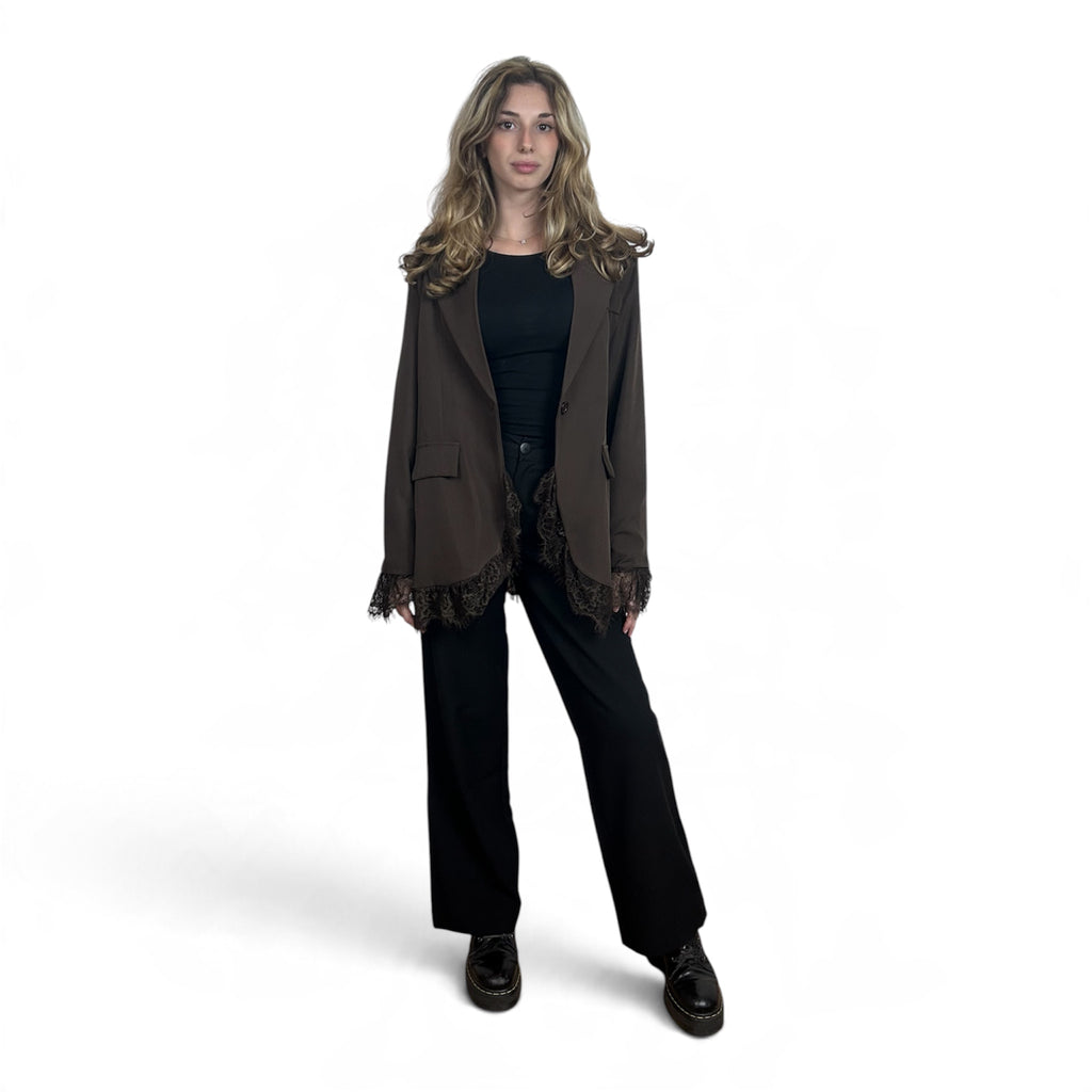 Blazer Marrone Con Pizzo