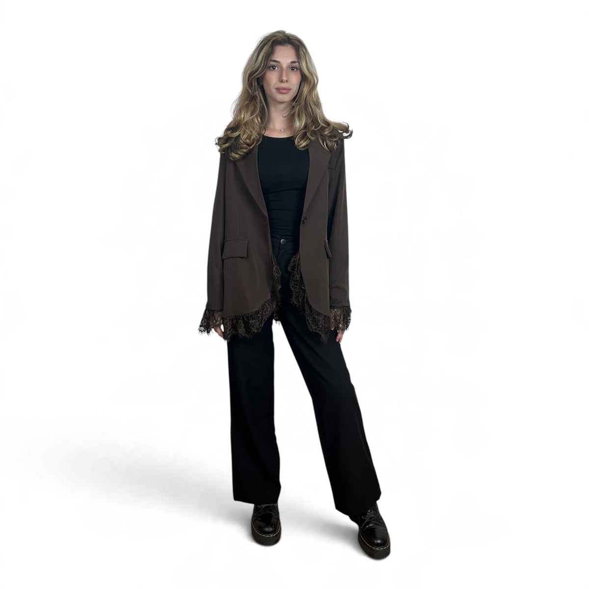 Blazer Marrone Con Pizzo