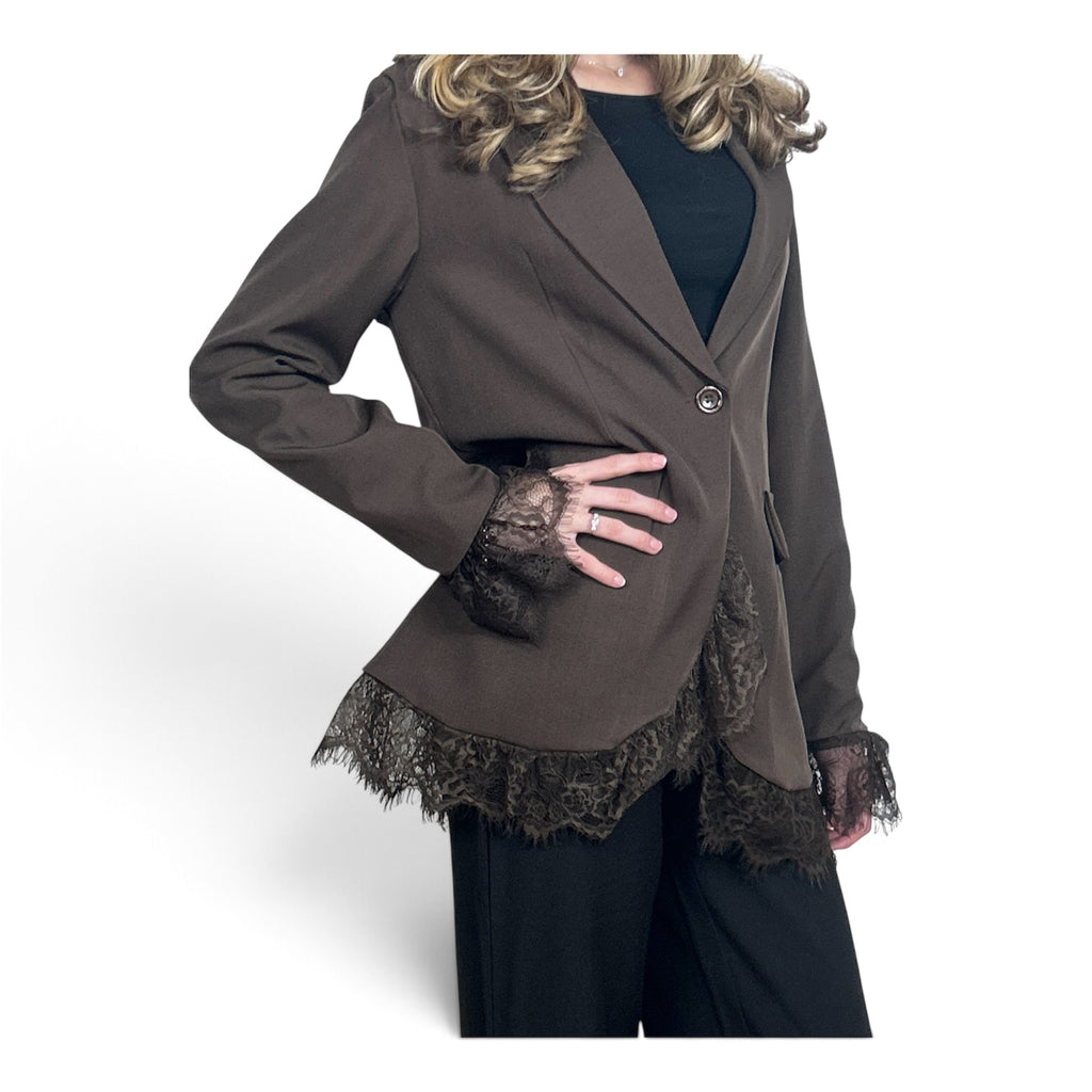 Blazer Marrone Con Pizzo