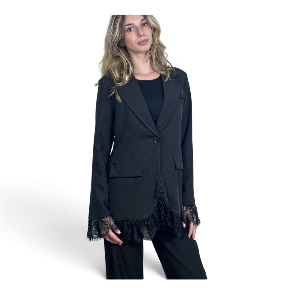 Blazer Nero Con Pizzo