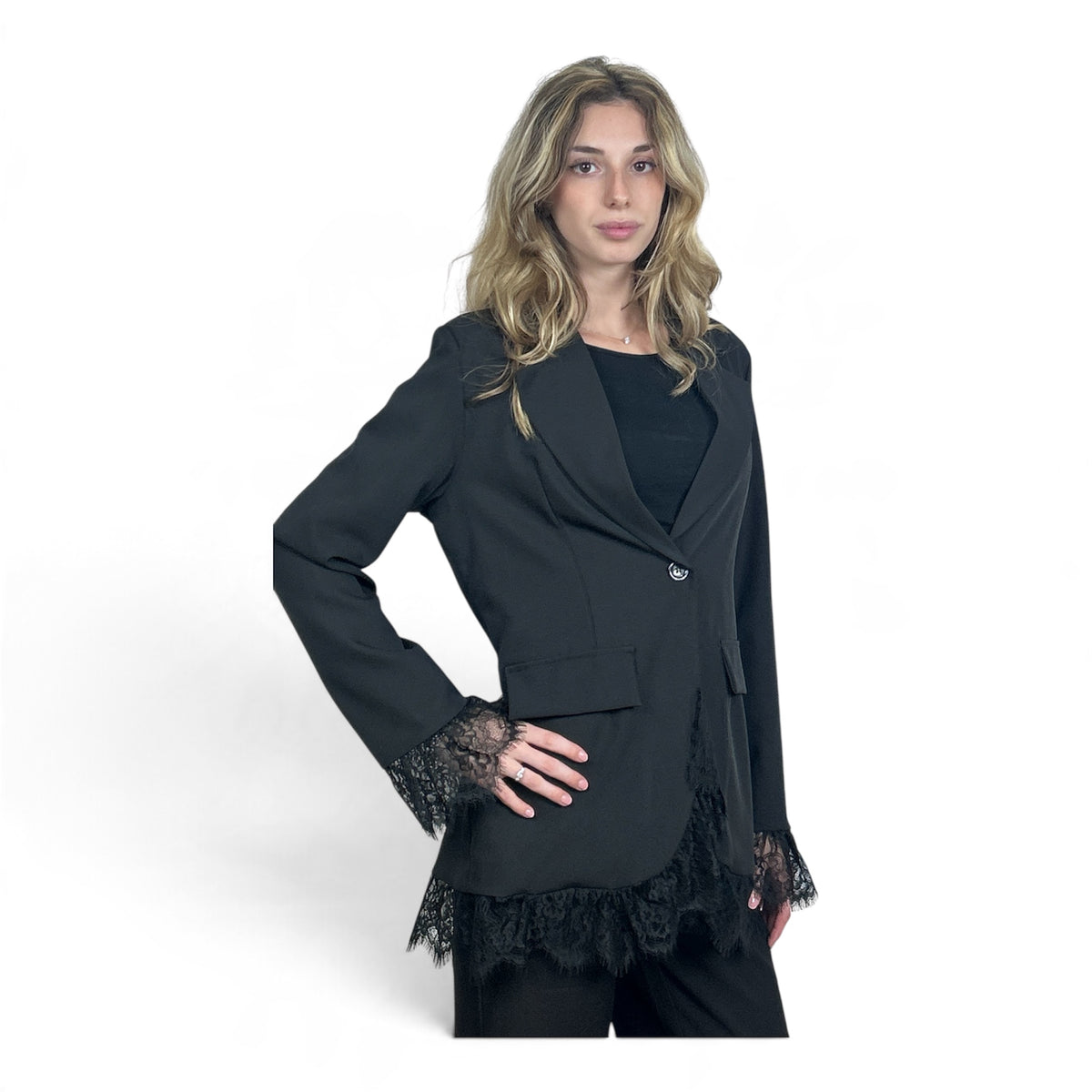 Blazer Nero Con Pizzo