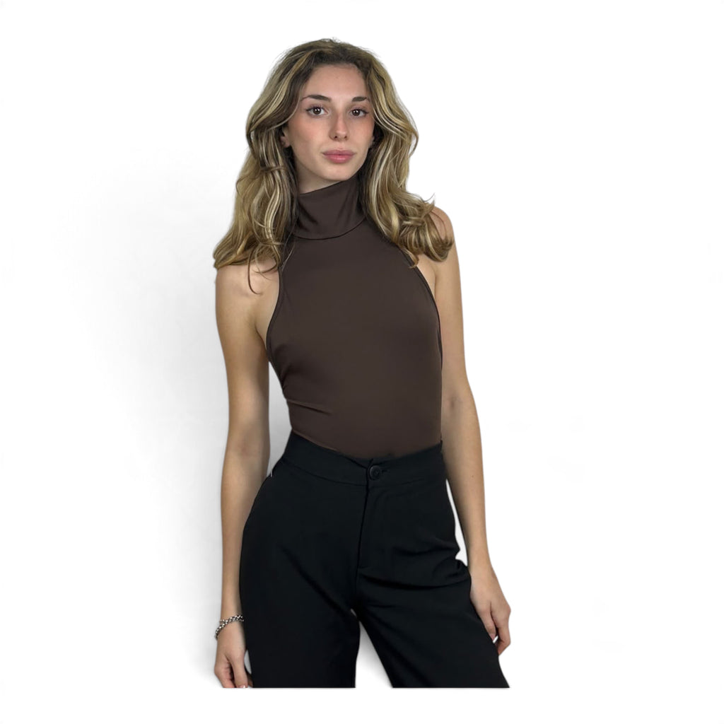 Body Collo Alto Marrone